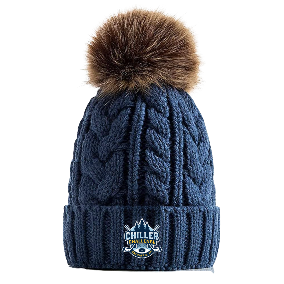 Fleece Lined Pom Beanie - Navy