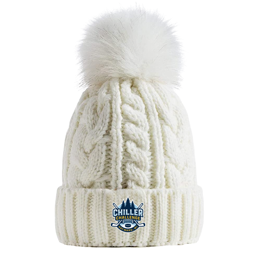 Fleece Lined Pom Beanie - White