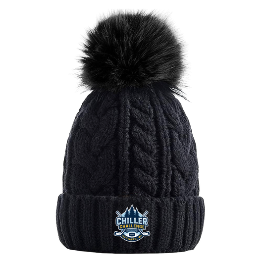 Fleece Lined Pom Beanie - Black